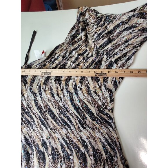 Sequin Embellished One Shoulder Mini Dress Juniors XL Ruched Sides Animal Print - Picture 9 of 11